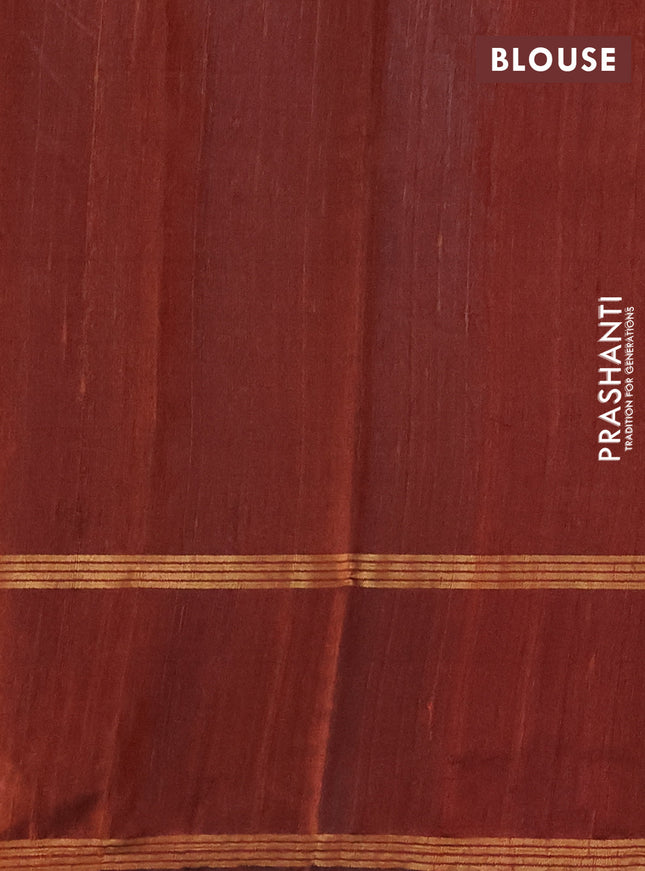 Pure dupion silk saree brown with allover zari weaves and rettapet zari woven border