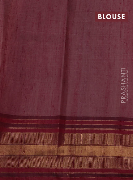 Pure dupion silk saree yellow and maroon with plain body and temple design zari woven border