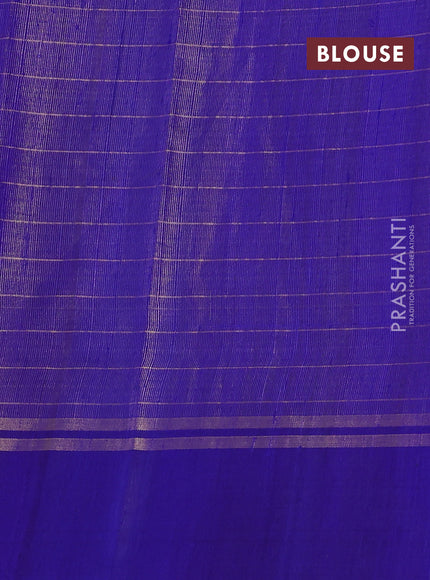 Pure dupion silk saree pink and blue with allover zari checked pattern and zari woven butta border