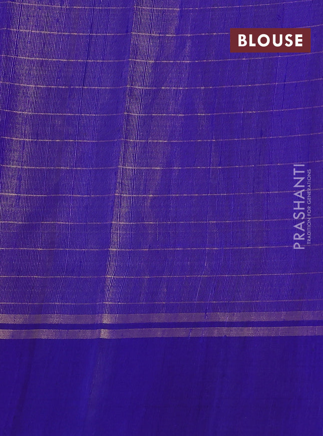 Pure dupion silk saree pink and blue with allover zari checked pattern and zari woven butta border