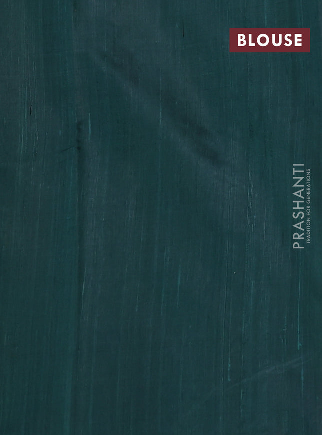 Pure dupion silk saree peacock green with zari woven muniya buttas and temple design zari woven border