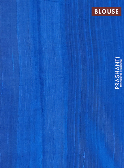 Pure dupion silk saree cs blue with zari woven muniya buttas and temple design zari woven border