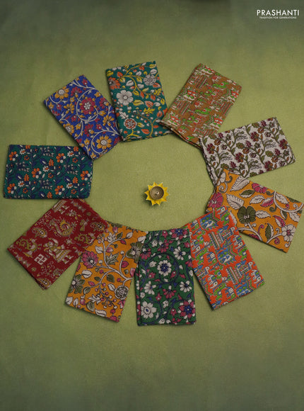 Kalamkari cotton blouse bits multi colour and multi design Pack of 10