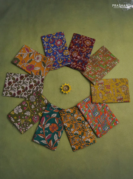 Kalamkari cotton blouse bits multi colour and multi design Pack of 10