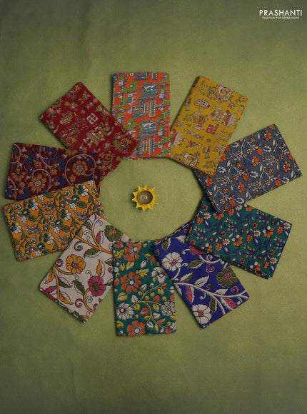 Kalamkari cotton blouse bits multi colour and multi design Pack of 10