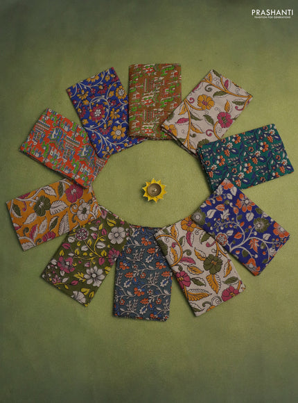 Kalamkari cotton blouse bits multi colour and multi design Pack of 10