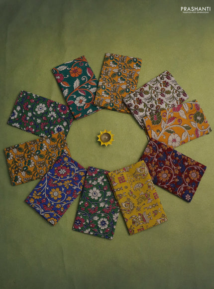 Kalamkari cotton blouse bits multi colour and multi design Pack of 10