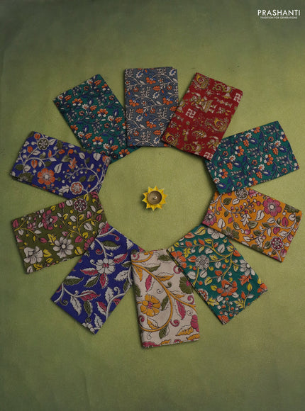 Kalamkari cotton blouse bits multi colour and multi design Pack of 10