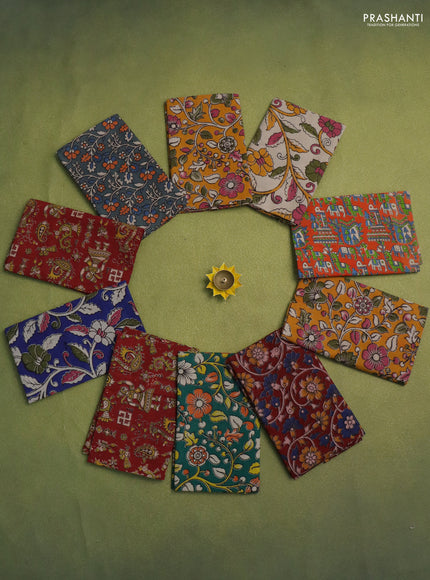 Kalamkari cotton blouse bits multi colour and multi design Pack of 10