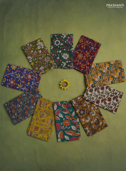 Kalamkari cotton blouse bits multi colour and multi design Pack of 10