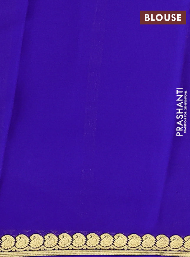 Pure mysore silk saree teal green shade and blue with plain body and paisley zari woven border