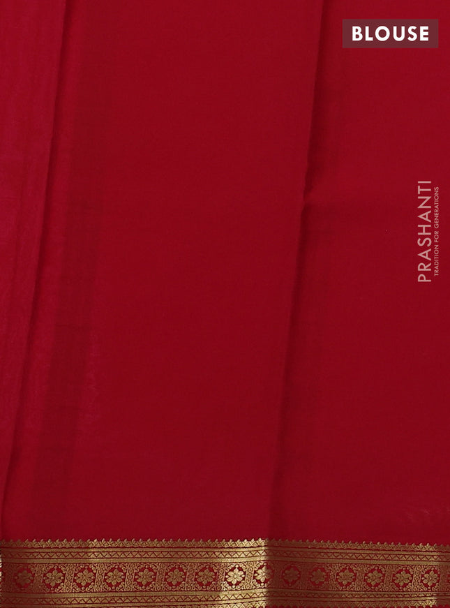 Pure mysore silk saree light pink and red with plain body and zari woven border