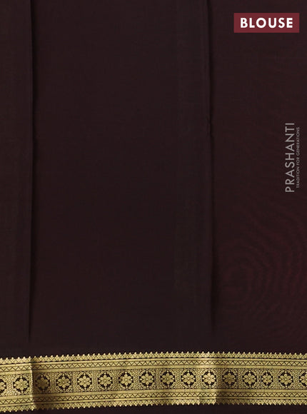 Pure mysore silk saree orange and coffee brown with plain body and zari woven border