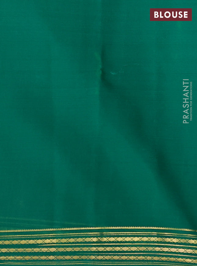 Pure mysore silk saree green with plain body and zari woven border