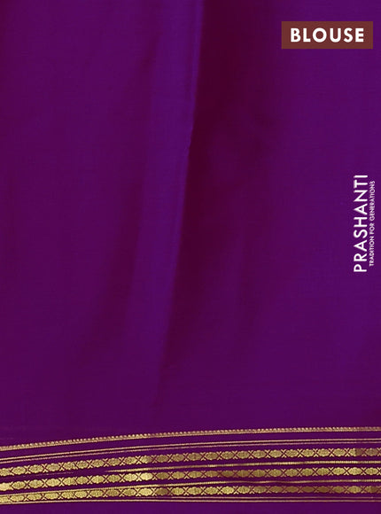 Pure mysore silk saree purple with plain body and zari woven border