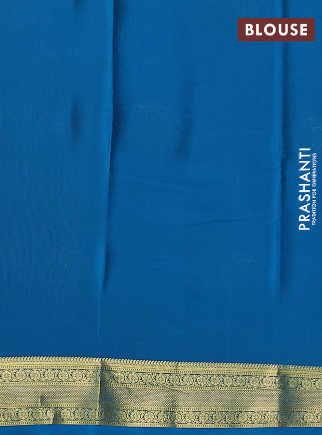 Pure mysore silk saree mustard yellow and cs blue with plain body and zari woven border