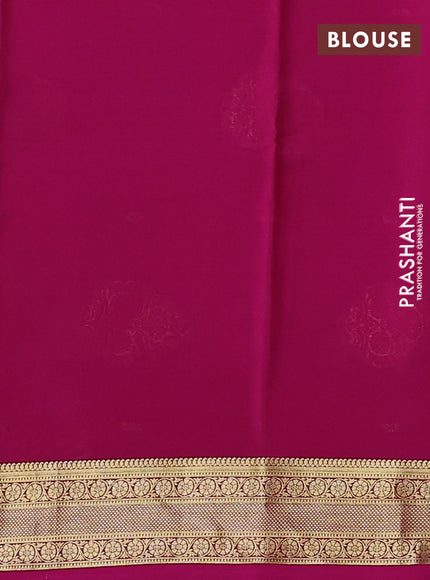 Pure mysore silk saree green and pink with plain body and zari woven border