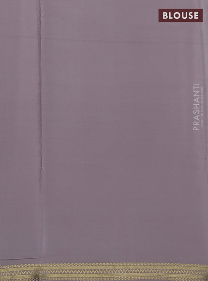 Pure mysore silk saree dark beige with plain body and zari woven border