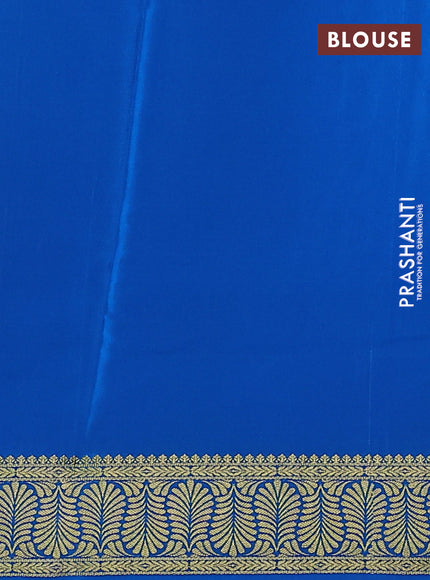 Pure mysore silk saree pink and cs blue with plain body and zari woven border