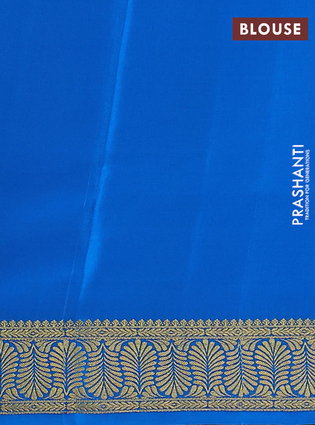 Pure mysore silk saree tomato red and cs blue with plain body and zari woven border