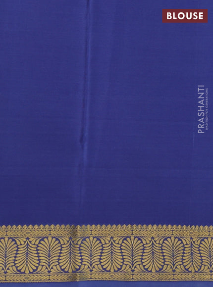 Pure mysore silk saree navy blue and blue shade with plain body and zari woven border