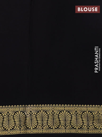 Pure mysore silk saree peach pink and black with plain body and zari woven border