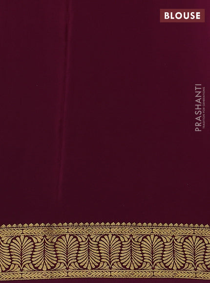 Pure mysore silk saree grey and wine shade with plain body and zari woven border