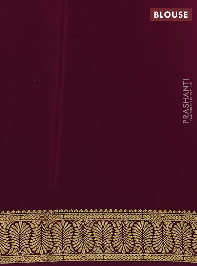 Pure mysore silk saree grey and wine shade with plain body and zari woven border