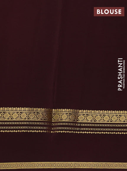 Pure mysore silk saree peach shade and coffee brown with plain body and rettapet zari woven border