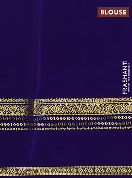 Pure mysore silk saree teal blue and blue with plain body and rettapet zari woven border