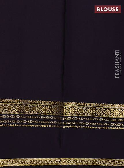 Pure mysore silk saree mauve pink and jamun shade with plain body and rettapet zari woven border