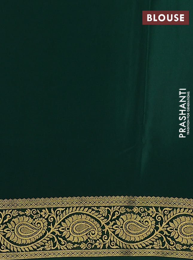 Pure mysore silk saree tomato red and green with zari woven buttas and zari woven border