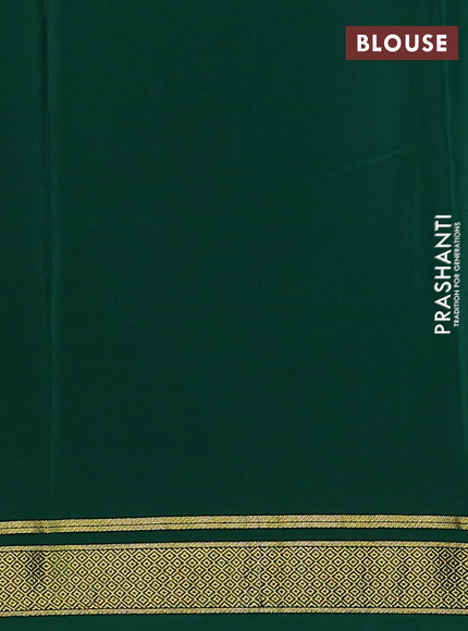 Pure mysore silk saree dark green with palin body and zari woven border
