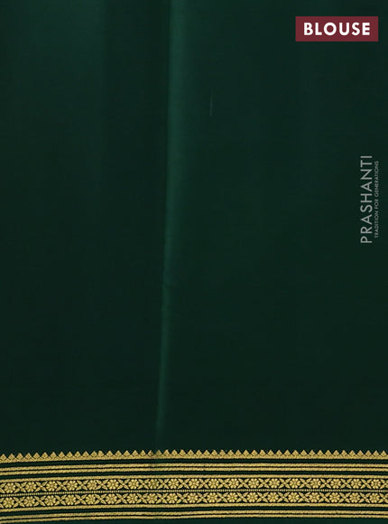 Pure mysore silk saree rustic orange and green with palin body and zari woven border