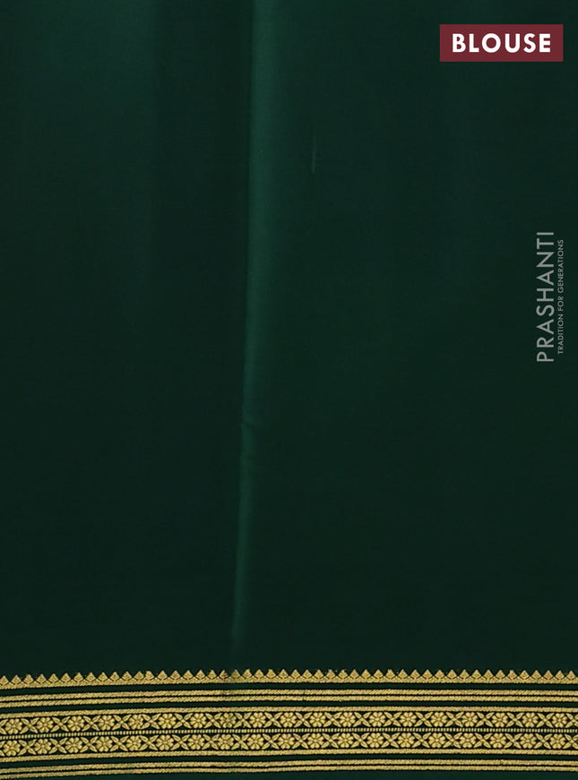 Pure mysore silk saree rustic orange and green with palin body and zari woven border