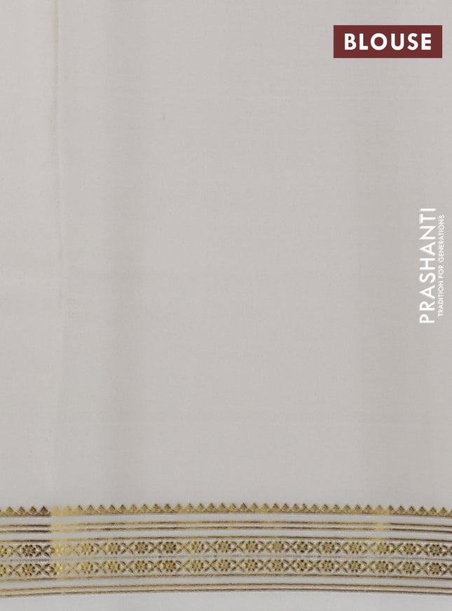 Pure mysore silk saree pastel peach and cream with palin body and zari woven border