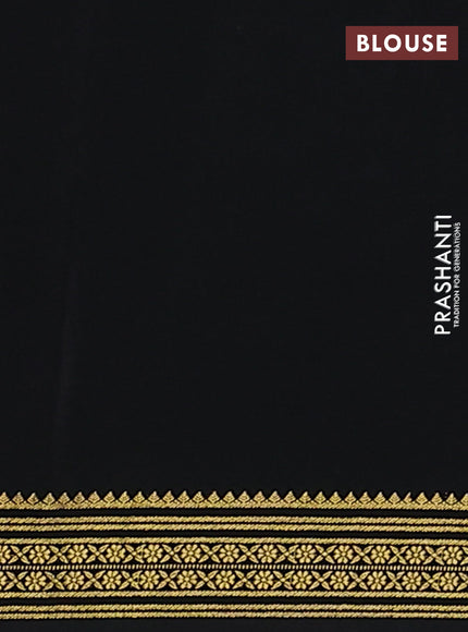 Pure mysore silk saree grey and black with palin body and zari woven border