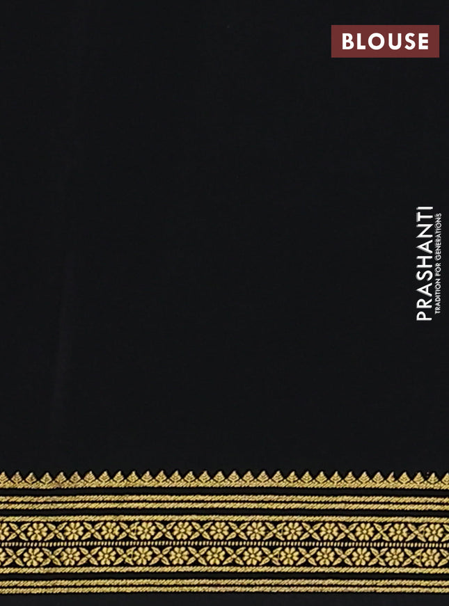 Pure mysore silk saree grey and black with palin body and zari woven border