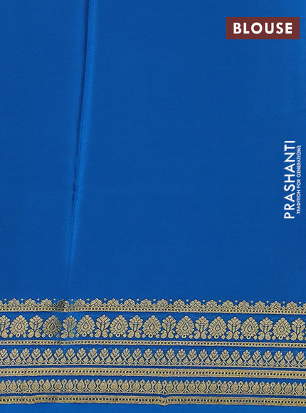 Pure mysore silk saree yellow and cs blue with palin body and zari woven border