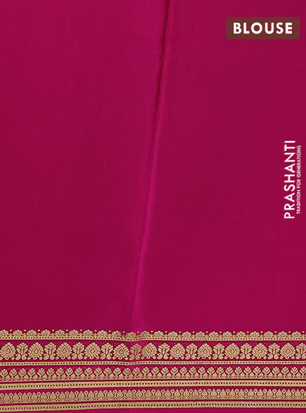 Pure mysore silk saree dark green and pink with palin body and zari woven border
