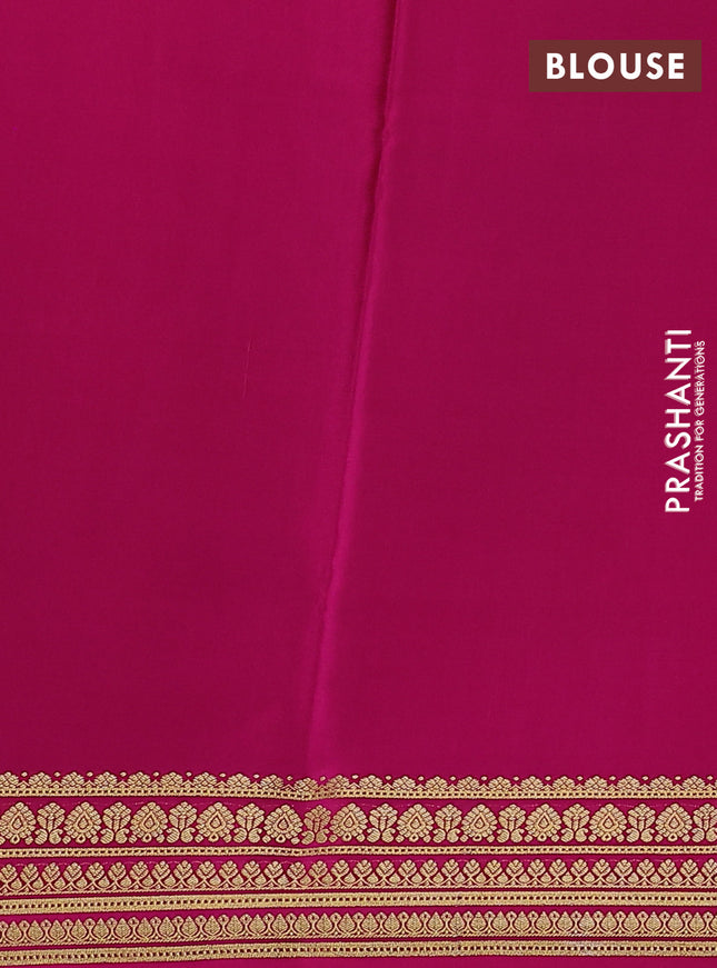 Pure mysore silk saree dark green and pink with palin body and zari woven border
