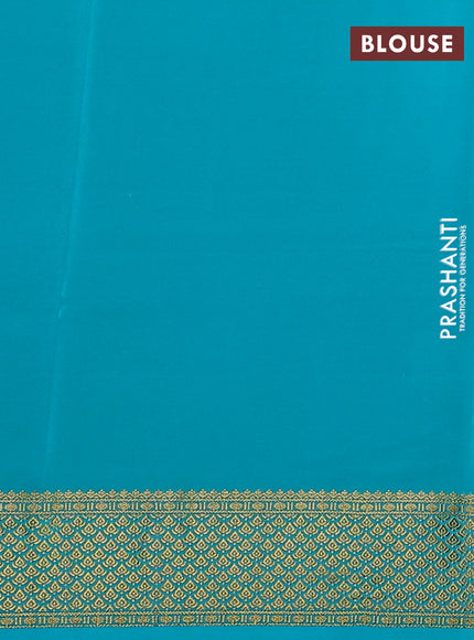 Pure mysore silk saree purple and teal blue with palin body and zari woven border