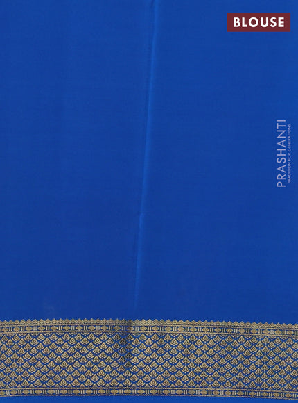 Pure mysore silk saree mustard yellow and blue with palin body and zari woven border
