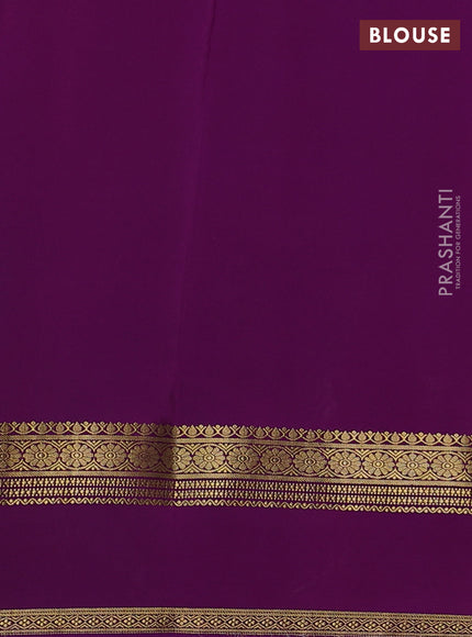 Pure mysore silk saree teal green shade and purple with plain body and rettapet zari woven border