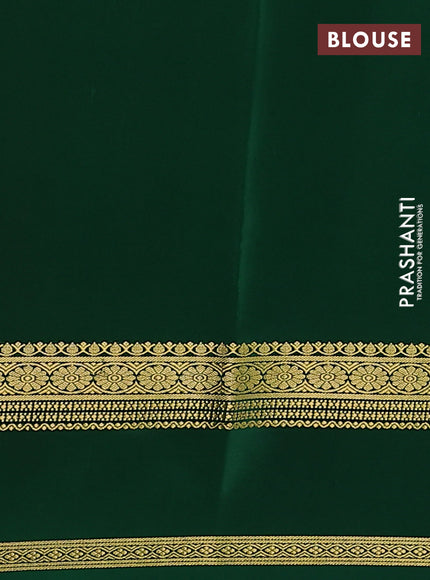 Pure mysore silk saree red and green with plain body and rettapet zari woven border