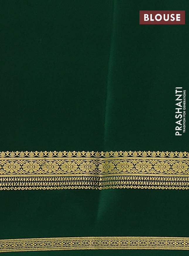 Pure mysore silk saree red and green with plain body and rettapet zari woven border