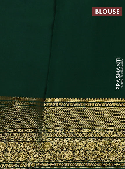 Pure mysore silk saree red and green with allover self emboss & zari buttas and long zari woven border