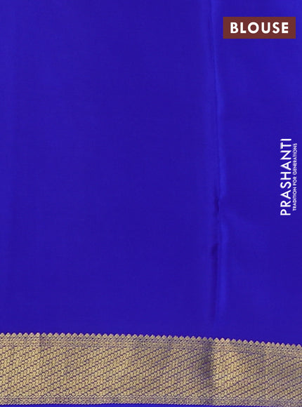 Pure mysore silk saree light green and blue with allover zari woven buttas and zari woven border