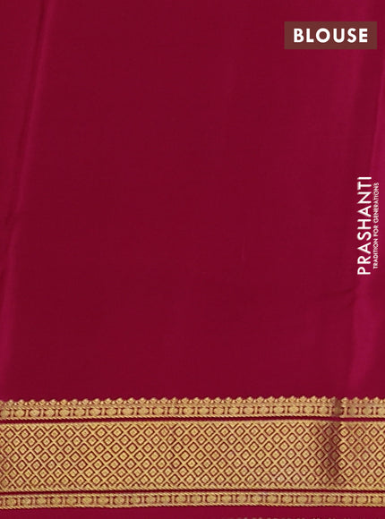 Pure mysore silk saree green and pink with allover small zari checks & buttas and zari woven border