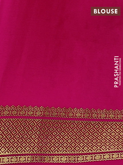 Pure mysore silk saree violet and pink with allover small zari checks & buttas and zari woven border